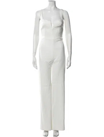 Pre-owned Galvan V-neck Jumpsuit In White