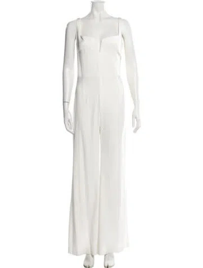 Pre-owned Galvan V-neck Jumpsuit In White