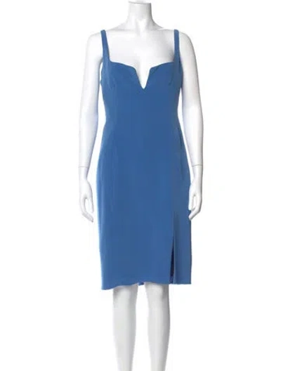 Pre-owned Galvan V-neck Knee-length Dress In Blue