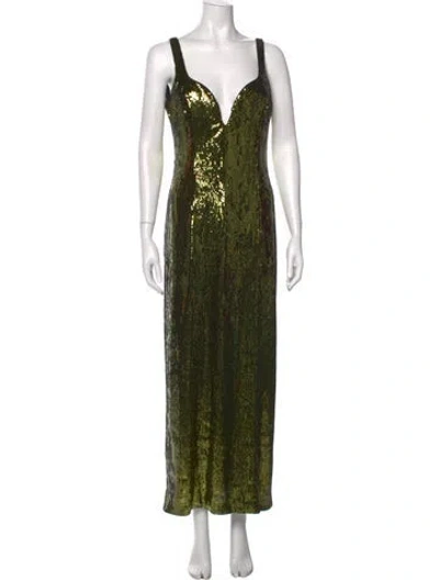 Pre-owned Galvan V-neck Long Dress