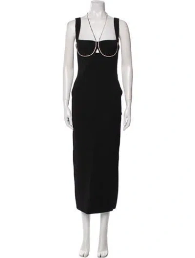 Pre-owned Galvan V-neck Long Dress In Black