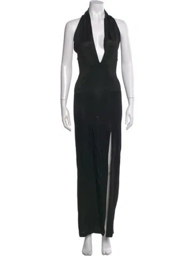 Pre-owned Galvan V-neck Long Dress In Black