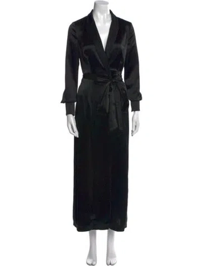 Pre-owned Galvan V-neck Long Dress In Black