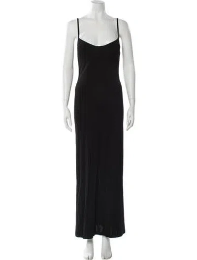 Pre-owned Galvan V-neck Long Dress In Black