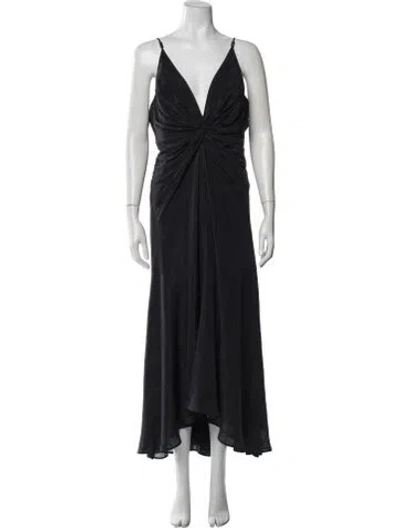 Pre-owned Galvan V-neck Long Dress In Blue