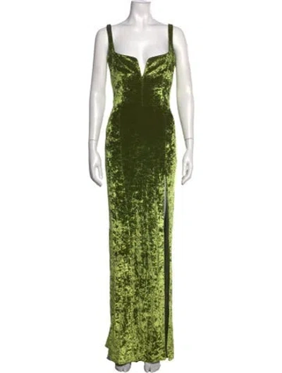Pre-owned Galvan V-neck Long Dress In Green