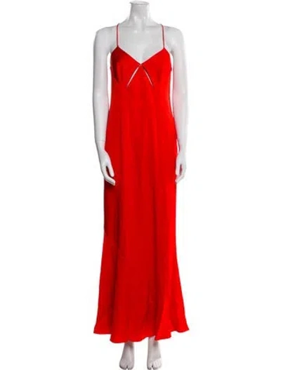 Pre-owned Galvan V-neck Long Dress In Orange