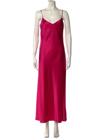 Pre-owned Galvan V-neck Long Dress In Pink