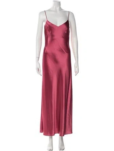 Pre-owned Galvan V-neck Long Dress In Pink