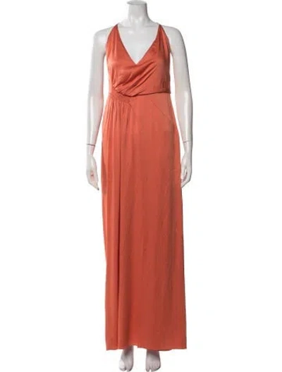 Pre-owned Galvan V-neck Long Dress In Red