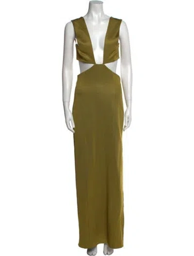 Pre-owned Galvan V-neck Long Dress W/ Tags In Green