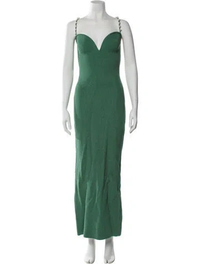 Pre-owned Galvan V-neck Long Dress W/ Tags In Green