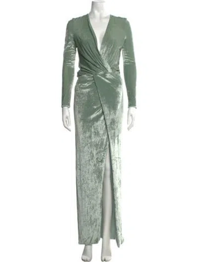 Pre-owned Galvan V-neck Long Dress W/ Tags In Green