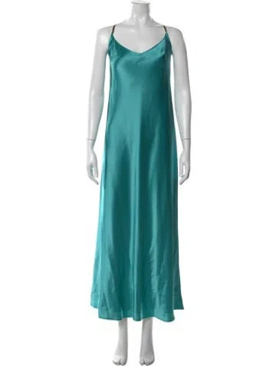 Pre-owned Galvan V-neck Long Dress W/ Tags In Green