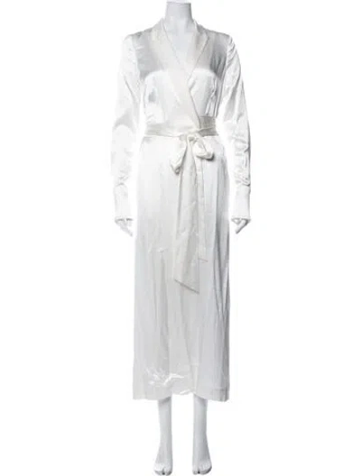 Pre-owned Galvan V-neck Long Dress In White