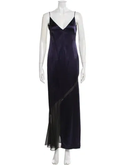Pre-owned Galvan V-neck Midi Length Dress In Blue