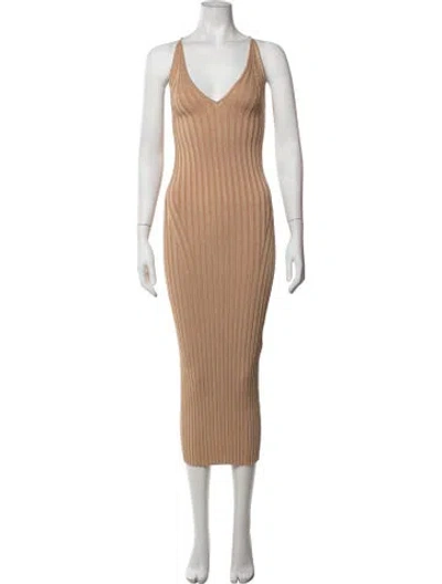 Pre-owned Galvan V-neck Midi Length Dress In Metallic/neutrals