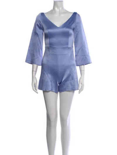 Pre-owned Galvan V-neck Romper In Blue