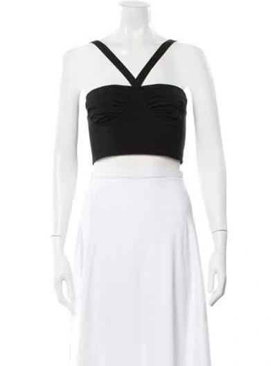 Pre-owned Galvan V-neck Sleeveless Crop Top In Black