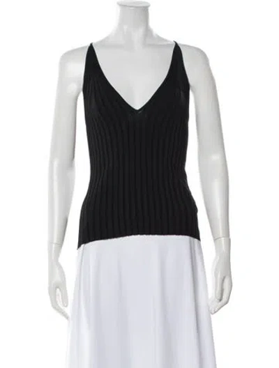 Pre-owned Galvan V-neck Sleeveless Top In Black