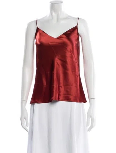 Pre-owned Galvan V-neck Sleeveless Top In Red