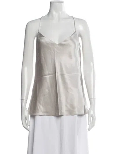 Pre-owned Galvan V-neck Sleeveless Top In Silver