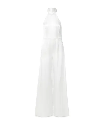 Galvan White Satin Jumpsuit In Blue