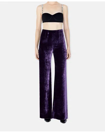 Galvan Wide Leg Velvet Trouser In Purple