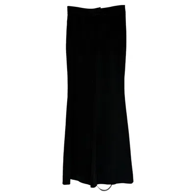 Pre-owned Galvan Wide-leg Trousers In Black Triacetate