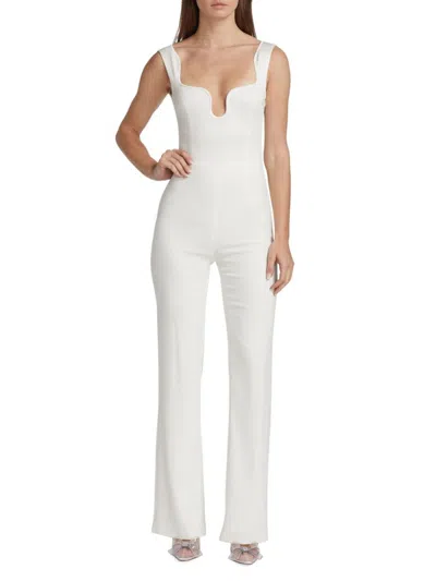 Galvan Women's Barcelona Sleeveless Flared Jumpsuit In White