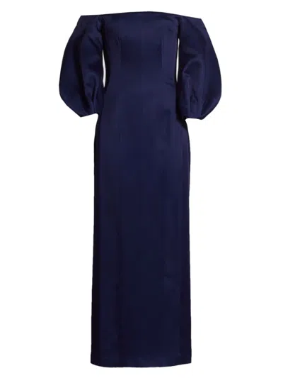 Galvan Women's Ponza Satin Gown In Blue Moon