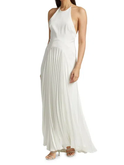 Galvan Women's Provence Halterneck Textured Crepe Gown In White