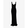 Galvan Womens Avedon Velvet Stretch-woven Maxi Dress Black In Black