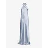 Galvan Womens Dove Blue Pandora Sleeveless Woven Gown In Blue