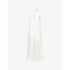 Galvan Womens Off White Pandora Halterneck Woven Midi Dress