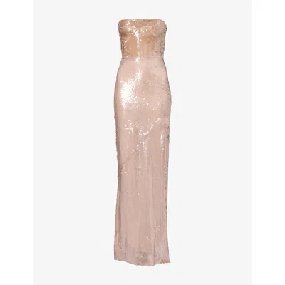 Galvan Womens  Moonlight Strapless Sequin-embellished Gown