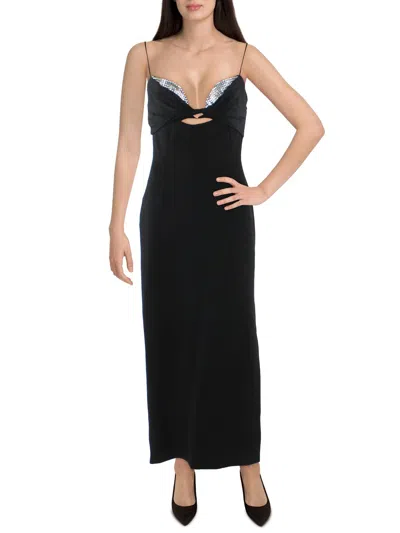 Galvan Womens Jersey Long Cocktail And Party Dress In Black