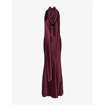 Galvan Womens Delphinus Cowl-neck Woven Maxi Dress Mahogany In Burgundy