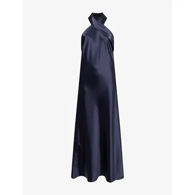 Galvan Womens  Crop Pandora Satin Maxi Dress In Blue
