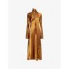 Galvan Womens Toffee Audrey Satin Midi Dress In Brown
