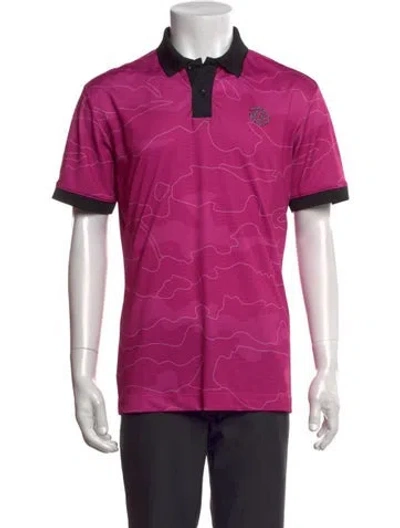 Pre-owned Galvin Green Camouflage Print Collar Polo Shirt In Pink