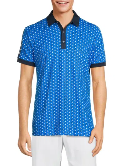 Galvin Green Men's Malcolm Bird Print Polo In Blue Navy