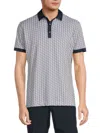 Galvin Green Men's Malcolm Bird Print Polo In Cool Grey