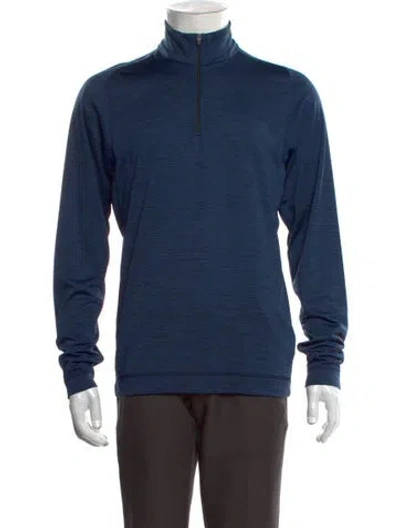 Pre-owned Galvin Green Striped Mock Neck Sweatshirt In Blue