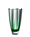 Galway Crystal Emerald Dune 10" Square Vase In Emerald