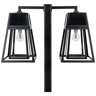 Gama Sonic Aria 98 1/2" High Black Solar Led 2-head Post Light W/ Base