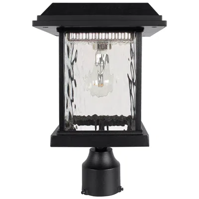 Gama Sonic Aspen 15" High Black Solar Powered Led Outdoor Post Light