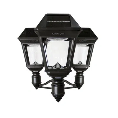Gama Sonic Averir Outdoor 3-light Outdoor Commercial Graded Solar Led Post Light Lantern Head With Dual Color In Matte Black;powder Coated Finish