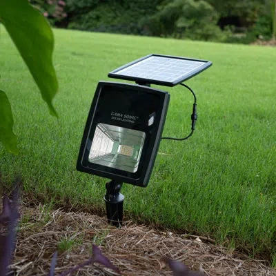 Gama Sonic Black Solar Powered Dual Color Integrated Led Outdoor Landscape Flood Light In Matte Black