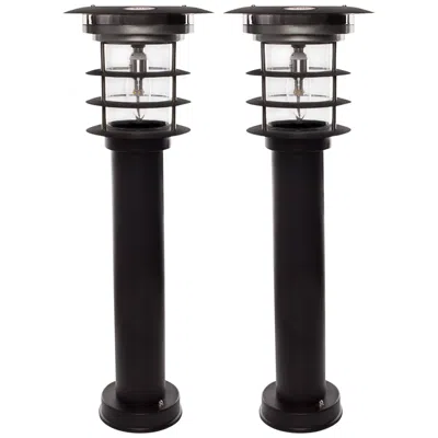 Gama Sonic Clancy 24 1/4"h Black Led Solar Bollard Lights Set Of 2